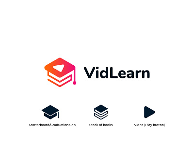 VidLearn - Logo Design app brand identity branding concept design education education app flat graphic design icon illustration learning logo logo design logo designer minimal startup ui video video streaming