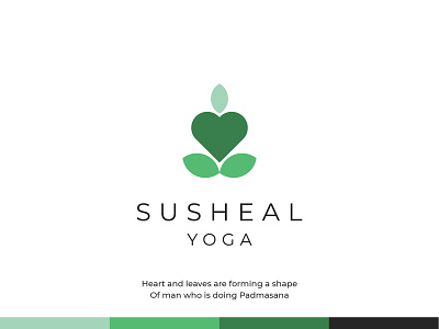 Susheal Yoga - Logo Design brand identity branding concept flat fresh graphic design healing icon illustration logo logo design meditation minimal natural reiki symbol therapy ui wellbeing yoga