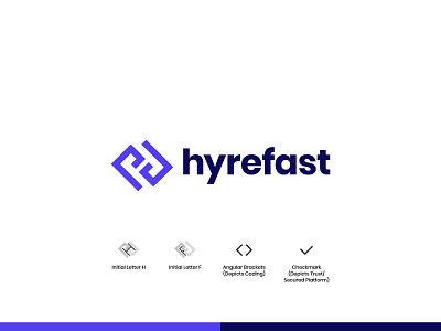 HyreFast - Logo Design brand identity branding coding concept developer engineer flat graphic design hire illustration lettermark logo logo design logo designer minimal monogram software development symbol trust ui