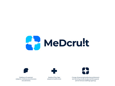 Medcruit - Logo Design branding concept design flat healthcare illustration logo logo design logo designer medical minimal nurse patient placement recruitment staffing symbol ui