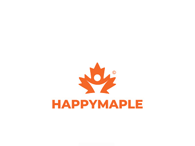 HappyMaple Logo concept design flat happy icon illustration leaf logo logo maple leaf minimal person symbol