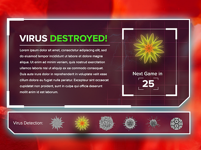 Destroyed Virus Panel game game screen game ui pop up touch game touchscreen tradeshow game ui virus hunter