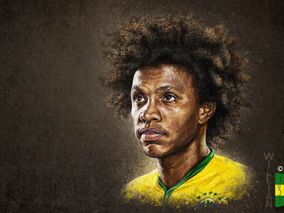 Willian brazil brazil team digital football player portrait realistic wacom willian