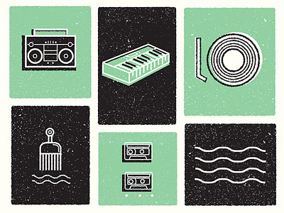 Music Peace & Hair Grease boombox icons illustration music record tapes