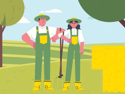 Couple Farmers animation concept motion vector design character direction art illustration