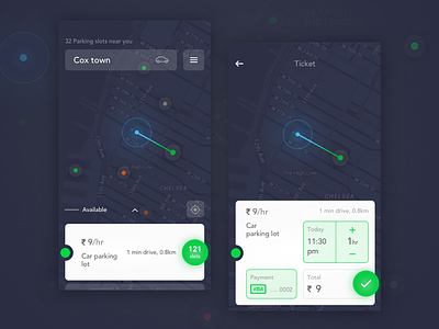 Parking Application Concept app driving interface map mobile park parking phone ticket ui ux