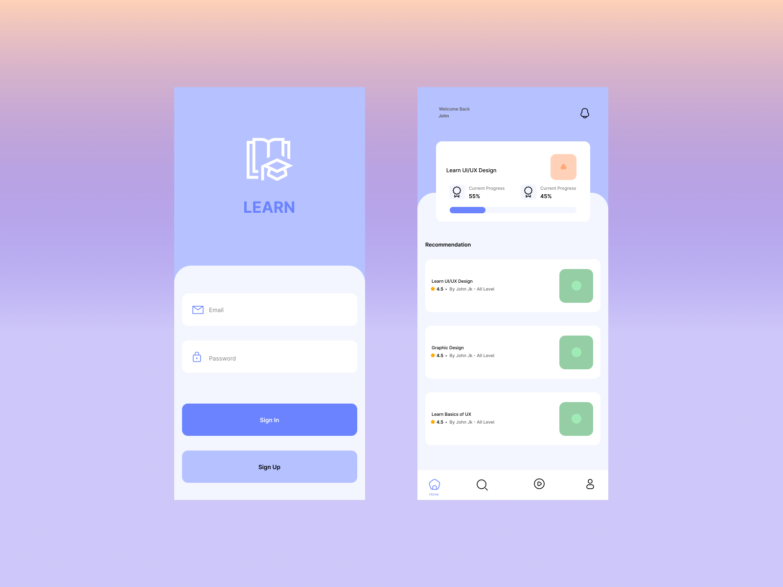 Learning App - UI Design by Jefron George on Dribbble