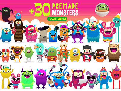 More Monsters! Creation Kit alien aliens creation creation kit cute freaky mascot monsters sticker