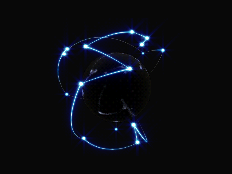 Glowing Lines [gif] 3d animated blue gif glowing reflection sphere