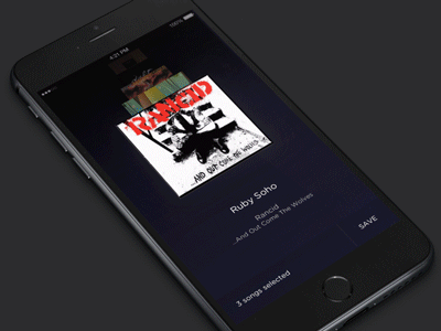 Songswipe animated app dark dynamic gif interaction ios music player playlist principle swipe