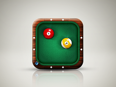 Pool Icon Preview android app billiards chalk detail felt game green icon ios overhead pool red simple square table texture wood yellow