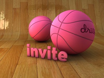 Dribble Invites.. Wood floor 3d 4d basketball bump cinema dribble invite normal pink realistic reflection render scattering subsurface wood