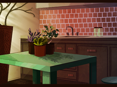 Kitchen animation background digital painting illustration kitchen