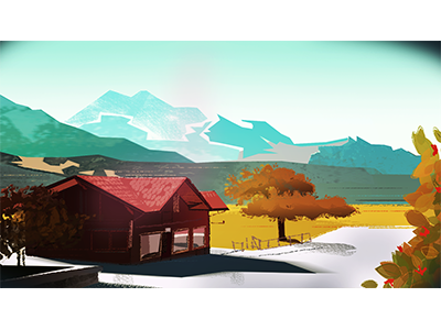 Mountain Village animation background background digital painting illustration mountains