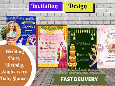 Design your invitation cards in any theme babyshower invitation birthday invitation design graphic design invitationdesign wedding design wedding innvitation