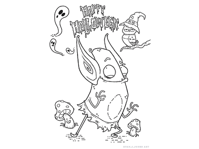 Goblin Halloween colouring sheet