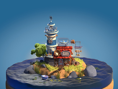 Fishing Tackle Shop 3d 3d model blender illustration lighthouse model
