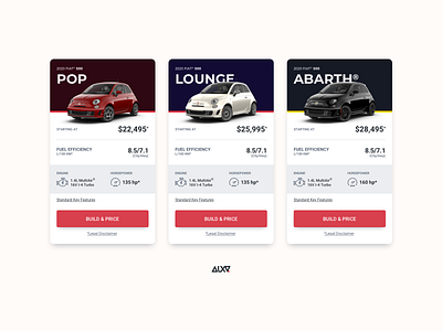 Product Cards branding card cars fiat layout pricing table ui uidesign