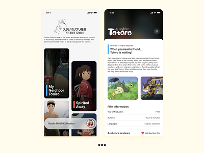 Studio Ghibli Film Collection app concept design studio ghibli totoro ui ux