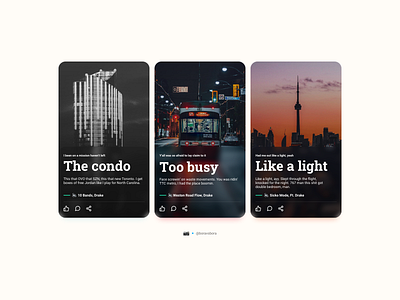 The condo, too busy, like a light. cards drake lyrics toronto ui uidesign