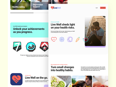 Live Well design design app health and wellness landing page ui landingpage layout uiux