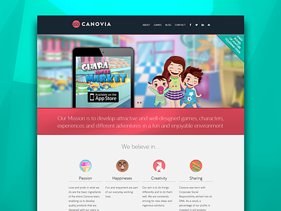 Canovia home app css3 design games html5 ios kids responsive web
