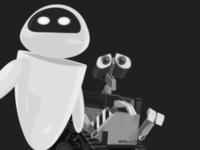 WALL-E - Key and black disney eve illustration illustrator shading vector wall e white