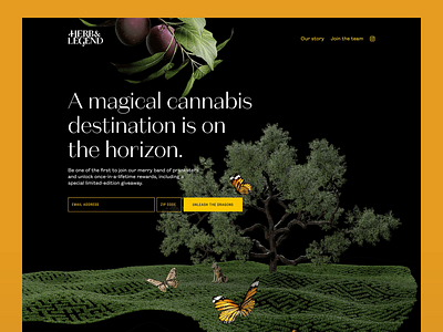 Herb & Legend — Landing page 3d art animation cannabis css homepage illustration landing page motion responsive shopify typography web web design website