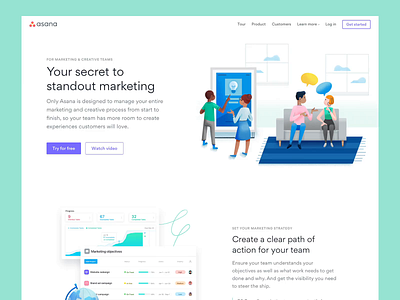 Asana for Marketers — Landing page asana css grid illustration landing page layout product responsive ui web