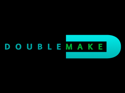 DoubleMake Logo apparel blue clothing contrast design doublemake environmental environmental design gradient green letterspacing logo packaging student tracking turquoise typography