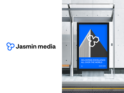 Jasmin media - logo design blue branding design flower graphic design identity design logo logodesign logotype minimal vector