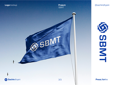 SBMT logo mockup blue branding design flag icon logo logo mockup logodesign minimal mockup monogram sky vector