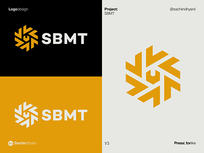 SBMT logo 2nd option branding design icon logo logodesign mark minimal monogram typography vector yellow