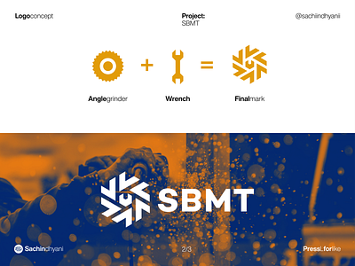 SBMT logo concept brand identity branding concept construction design icon logo logodesign minimal monogram tool vector yellow