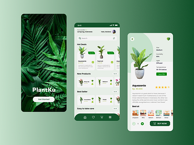 PlantKu UI - Mobile App design easy easy ui ecommerce feedback flowers graphic design green online plant plantation research ui ux