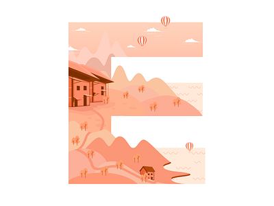 This is a E mountain scenery，orange，small villa