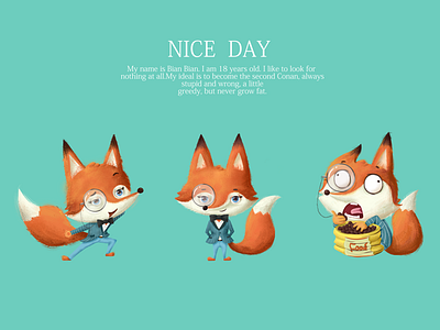 fox's a day fox 插图 蓝色 设计