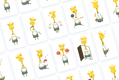 长颈鹿合辑 动态 卡片 商标 排版 插图 插画 插画、ui 表情 贴纸 长颈鹿 黄色