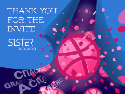 Dribbble invite blue dribbble invite pink sister digital agency thank vpg vpgdesign