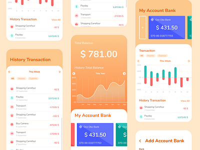 Wallet exploration app balance bank graph history illustration money shot ui wallet