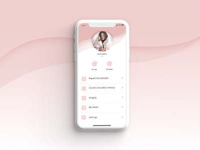 UI: User Profile for women health & period tracker app