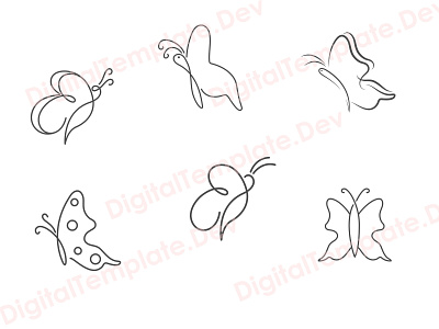 Aesthetic Butterfly Line Set/Bundle butterfly design graphic design illustation illustrations svg vector