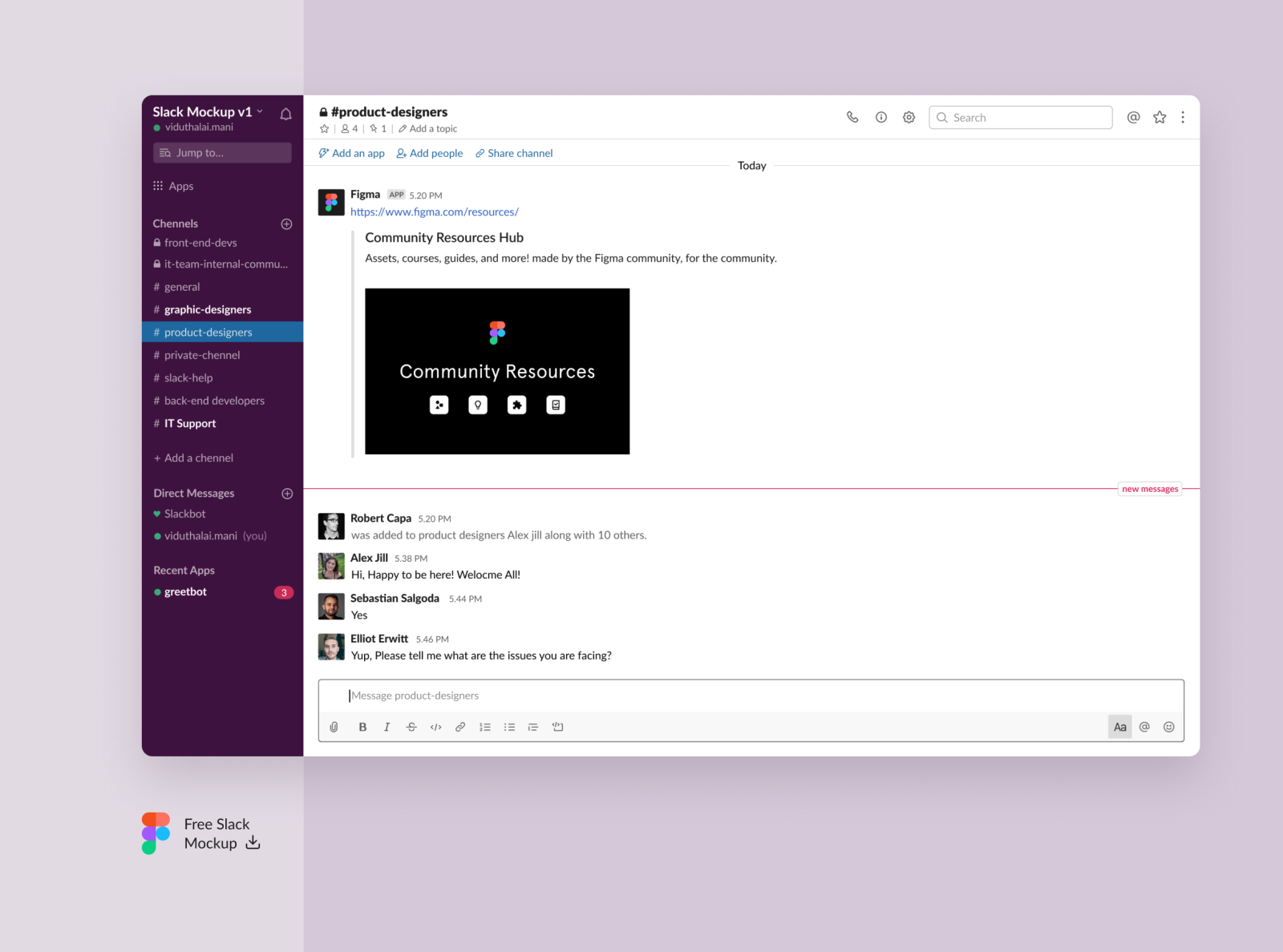 Download Slack Mockup - Free figma file by Viduthalai Mani ...