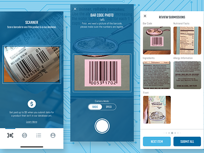 Food Database UI app camera design food groceries interface leaderboard packaging payment ui ux