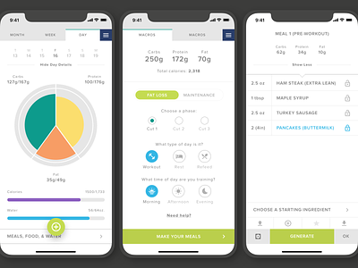 Macrostax UI app design diet fitnes food interface iphone macronutrients macros ui web app wellness