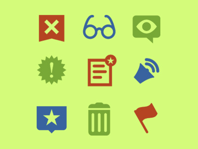 New Icons blue green icons red