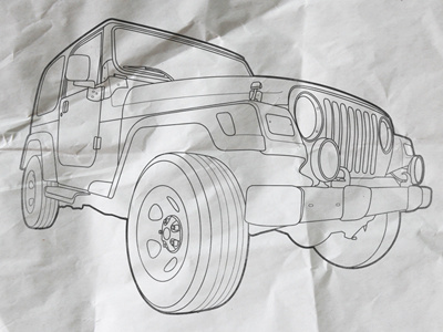 03 Wrangler jeep paper technical illustration vectors wrangler