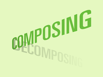 Compdecomp angle composition depth green shadow typography