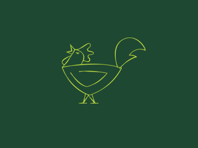 Rooster green line drawing rooster simple sketch