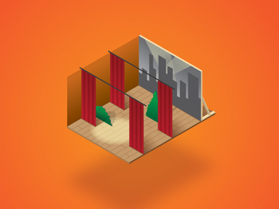 Isometric Stage 3d acting dimension isometric illustration model scale spotlight stage